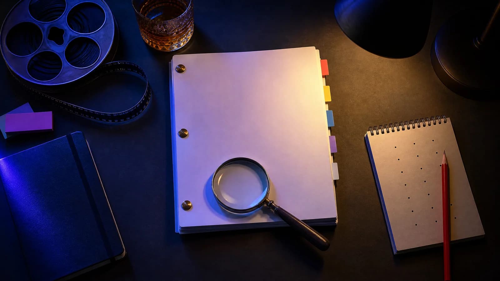 A practical script coverage field guide opened beside a screenplay