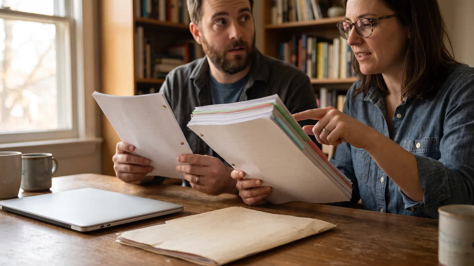 A screenwriter and co-writer select the exact revised draft they intend to register
