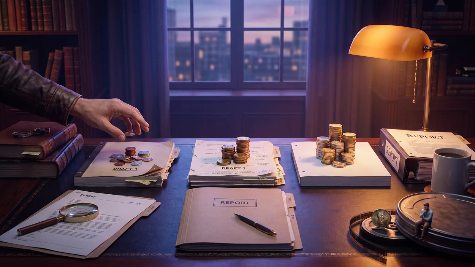 A writer matching different feedback budgets to first-draft, rewrite and submission stages