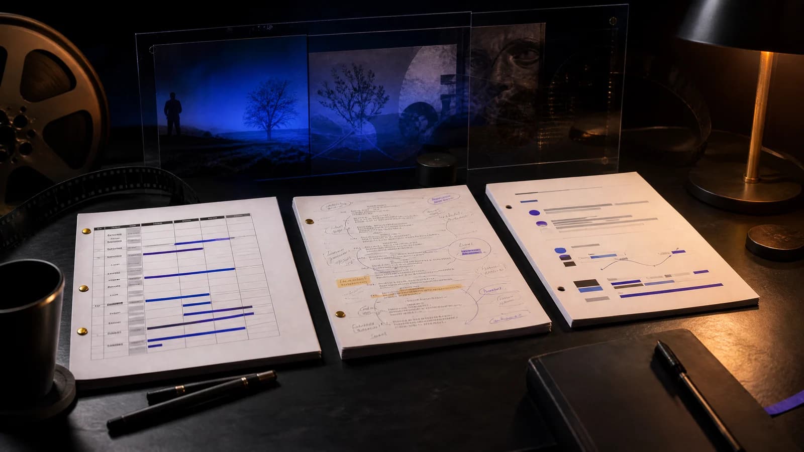 Three screenplay coverage report styles compared side by side