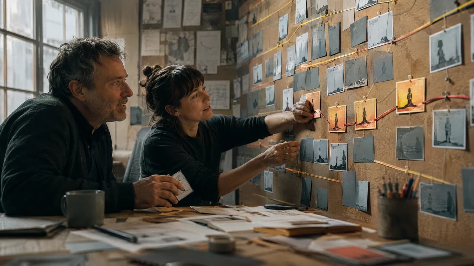 A screenwriter simplifying several intersecting timelines into one clear emotional journey