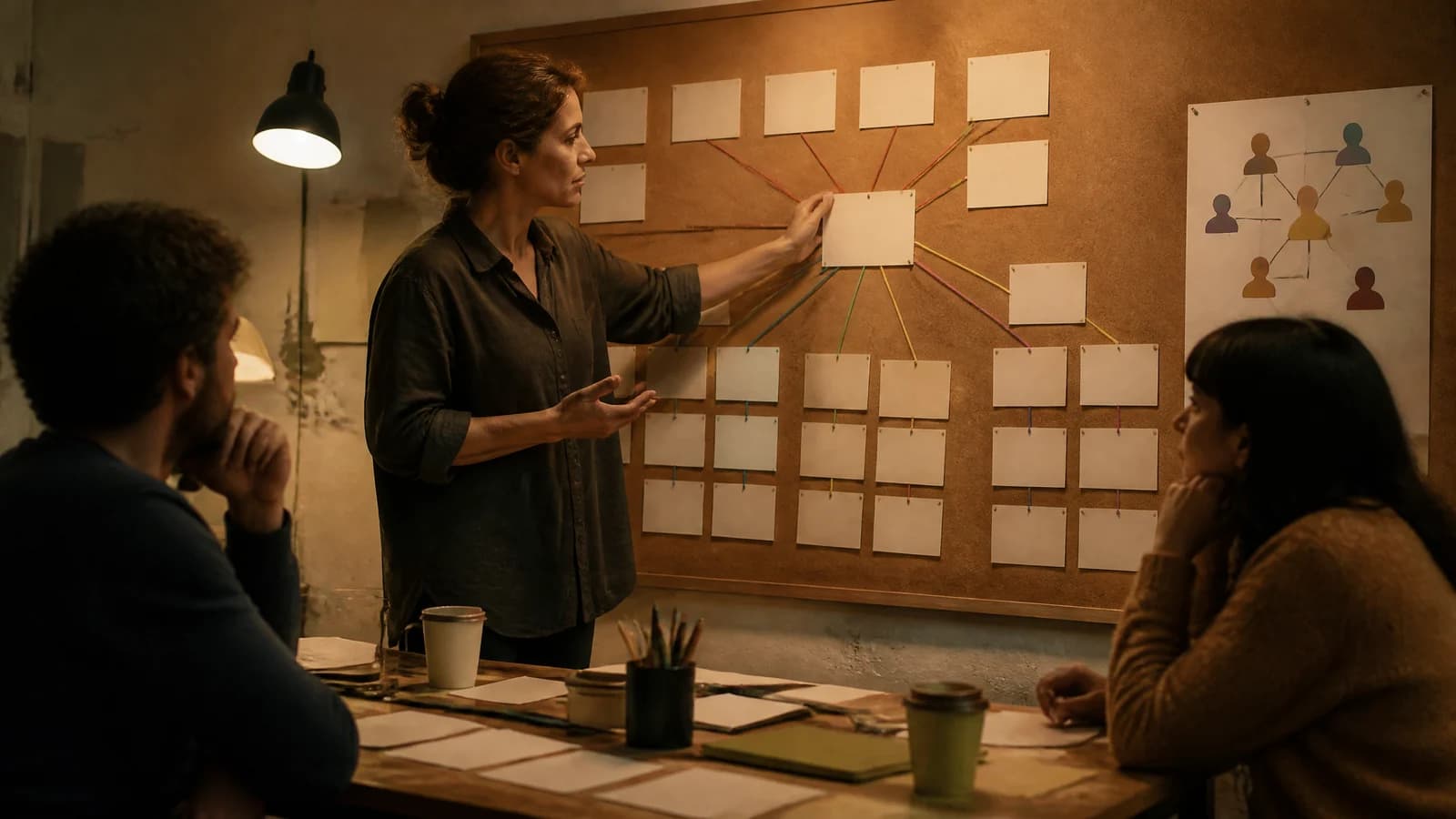 Television writer mapping one pilot episode into a repeatable series of future story possibilities