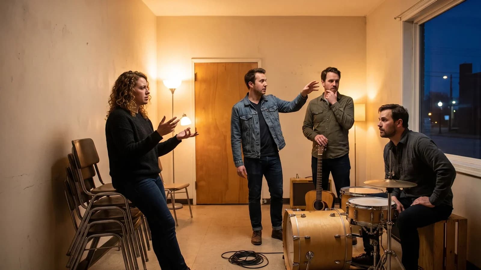 Screenwriter and musicians testing how a welcoming performance space can transform into a tense contained thriller